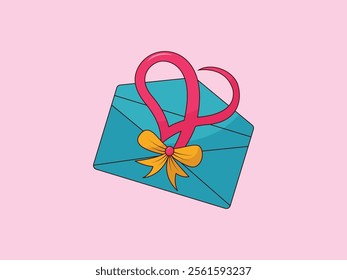 Gift Envelope Illustration Decorative Design with Ribbon and Bow valentine special envelope gift box with ribbon