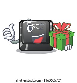 With gift esc button attached to cartoon keyboard
