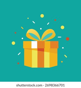 gift explosion vector illustration with golden ribbons