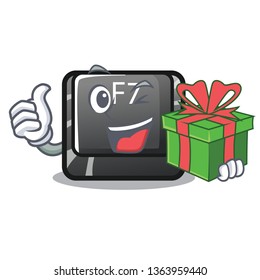 With gift F7 button installed in computer cartoon