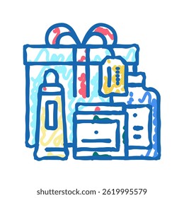 Geschenk-und Gesichtspflege-Kit-Pakete doodle Symbol Skizze Vektor. Geschenk- und Gesichtspflegepakete unterzeichnen. einzelne Symbolgrafik