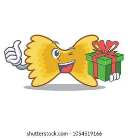 With gift Farfalle pasta mascot cartoon