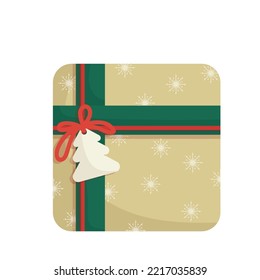 Gift in a festive Christmas package. Flat vector graphics.
