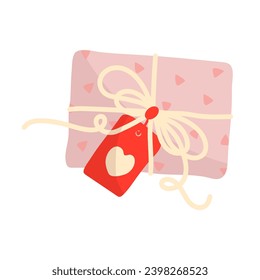Gift in festive packaging for Valentine's Day.Vector graphics.