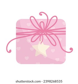 Regalo en empaque festivo para San Valentín.Gráficos vectoriales.