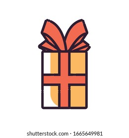 Gift fill style icon design, happy birthday celebration decoration party festive and surprise theme Vector illustration