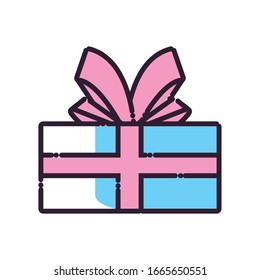 Gift fill style icon design, happy birthday celebration decoration party festive and surprise theme Vector illustration