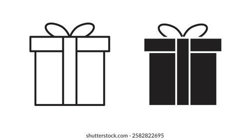 Gift filled and outlined icons vectors on white background