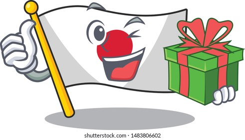 With gift flag Japan in the cartoon shape