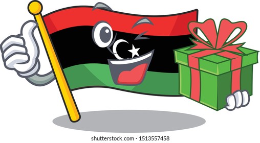 With gift flag libya is flying cartoon pole