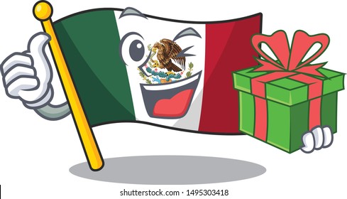 With gift flag mexico isolated with the character