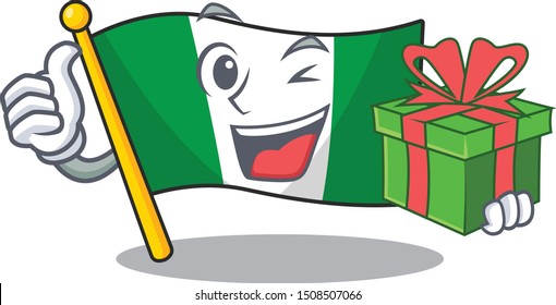 With gift flag nigeria mascot shaped a cartoon