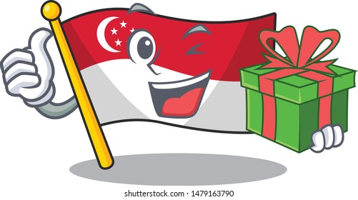 With gift flag singapore isolated with the character