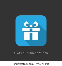 Gift Flat blue long shadow Icon / Logo Design