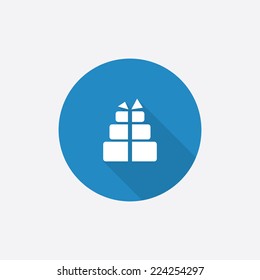 gift Flat Blue Simple Icon with long shadow, isolated on white background  