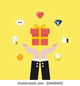 Gift. Flat design vector illustration concept.