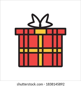 Gift Flat Icon Color Design Vector Template Illustration