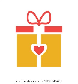 Gift Flat Icon Color Design Vector Template Illustration