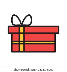 Ilustración de la plantilla del vector de diseño de iconos planos de regalo