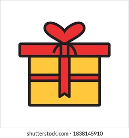 Gift Flat Icon Color Design Vector Template Illustration