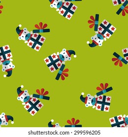 Gift flat icon, eps10 seamless pattern background