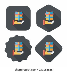 Gift flat icon with long shadow, eps10