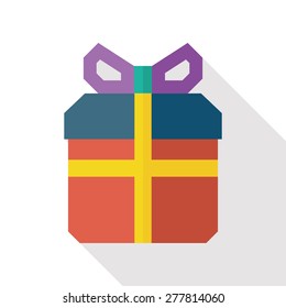 gift flat icon with long shadow