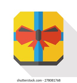 gift flat icon with long shadow