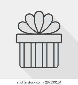 Gift flat icon with long shadow, line icon