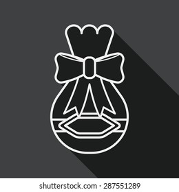Gift flat icon with long shadow, line icon