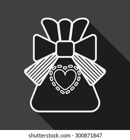 Gift flat icon with long shadow, line icon