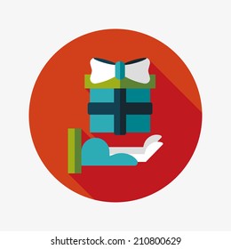 Gift flat icon with long shadow,eps10