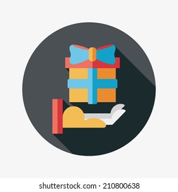 Gift flat icon with long shadow,eps10