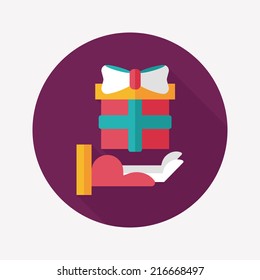 Gift flat icon with long shadow,eps10