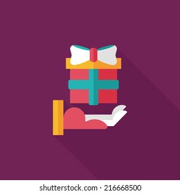 Gift flat icon with long shadow,eps10