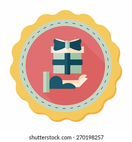 Gift flat icon with long shadow,eps10
