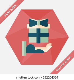 Gift flat icon with long shadow,eps10