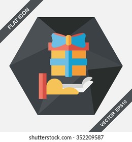 Gift flat icon with long shadow,eps10