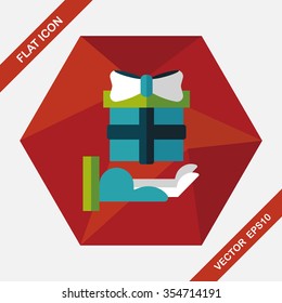 Gift flat icon with long shadow,eps10