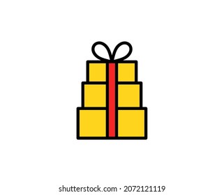 Gift flat icon. Single high quality outline symbol for web design or mobile app.  Holidays thin line signs for design logo, visit card, etc. Outline pictogram EPS10