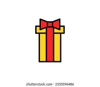 Gift flat icon. Single high quality outline symbol for web design or mobile app.  Holidays thin line signs for design logo, visit card, etc. Outline pictogram EPS10