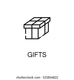 Gift flat icon. Single high quality outline symbol of winter for web design or mobile app. Thin line signs of holiday attribute for design logo, visit card, etc. Outline pictogram of gift