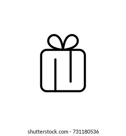 Gift flat icon. Single high quality outline symbol of gambling for web design or mobile app. Thin line signs of casino for design logo, visit card, etc. Outline logo of lottery.