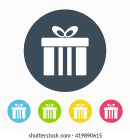 Gift Flat icon Vector with color Variations
