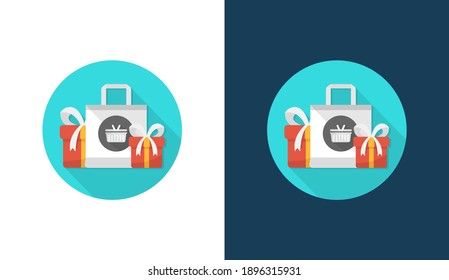 Gift flat icon vector template, Online Shop icon concepts, Creative design