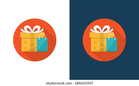 Gift flat icon vector template, Online Shop icon concepts, Creative design