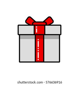 Gift flat outline icon