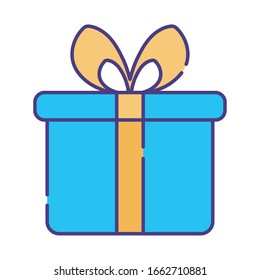 Gift flat style icon design, happy birthday celebration decoration party festive and surprise theme Vector illustration