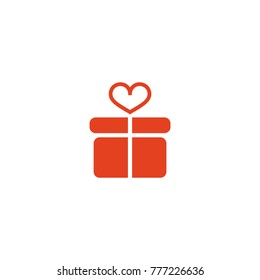 Gift flat vector icon. Valentine's day flat vector icon