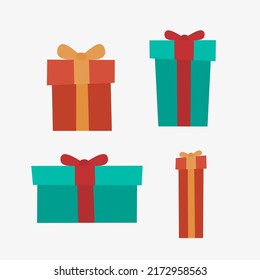 gift flat vector illustration set